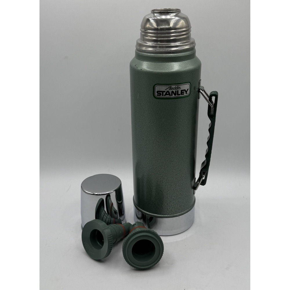 Vtg Stanley Aladdin Steel Thermos 1 Quart A-944DH Vacuum Bottle 1987‎ Green